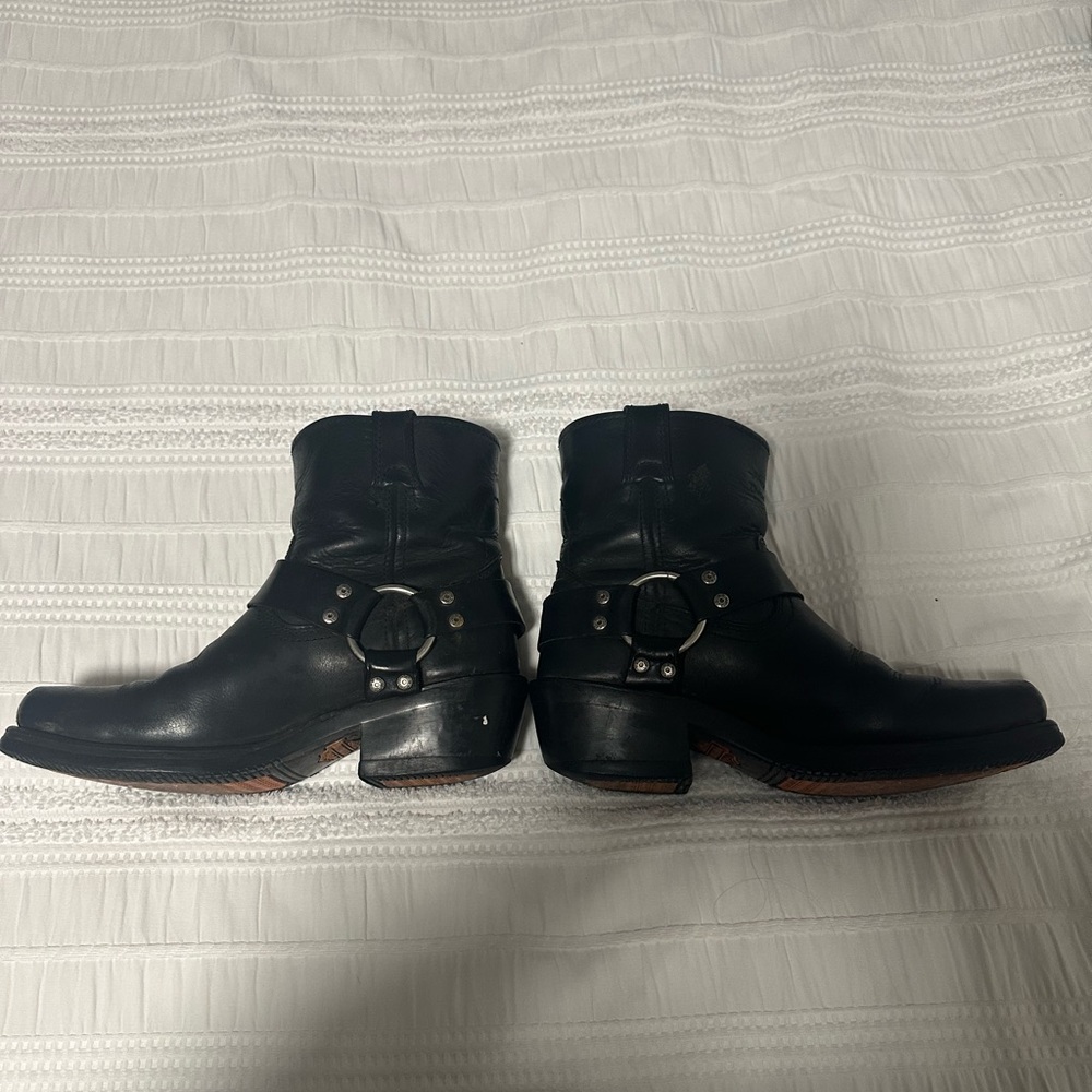 Harley Davidson Black Leather Harness Ankle Boots - Picture 7 of 13